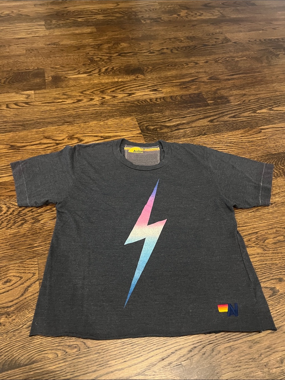 Aviator Nation dark grey w lightning bolt top small